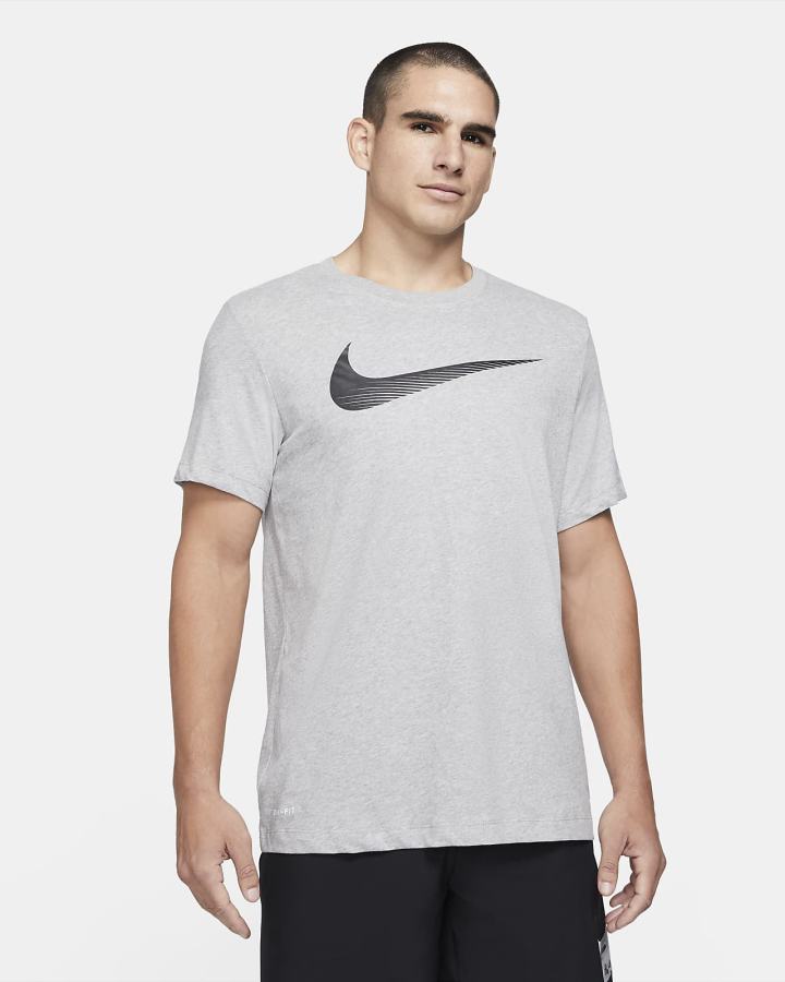 Camiseta Nike Dri-FIT Swoosh Training Hombre Gris Oscuro | OVKYE-2943