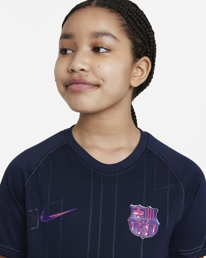 Camiseta Nike FC Barcelona Away Kids Dri-FIT Pre-Match Soccer Top Niña Obsidian | LNTZJ-4296