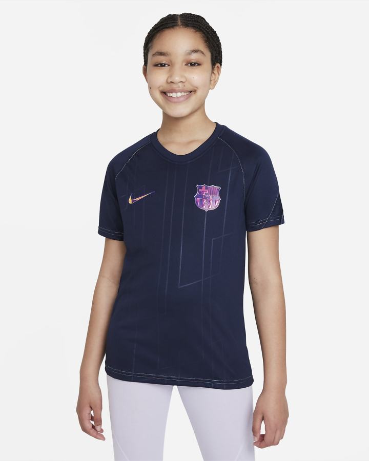 Camiseta Nike FC Barcelona Away Kids Dri-FIT Pre-Match Soccer Top Niño Obsidian | PTBKZ-2049