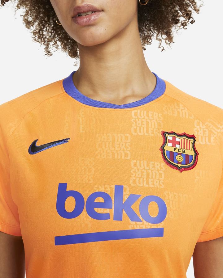 Camiseta Nike FC Barcelona Dri-FIT Pre-Match Soccer Top Mujer Naranjas Azul Real Negras | HEAZV-3589