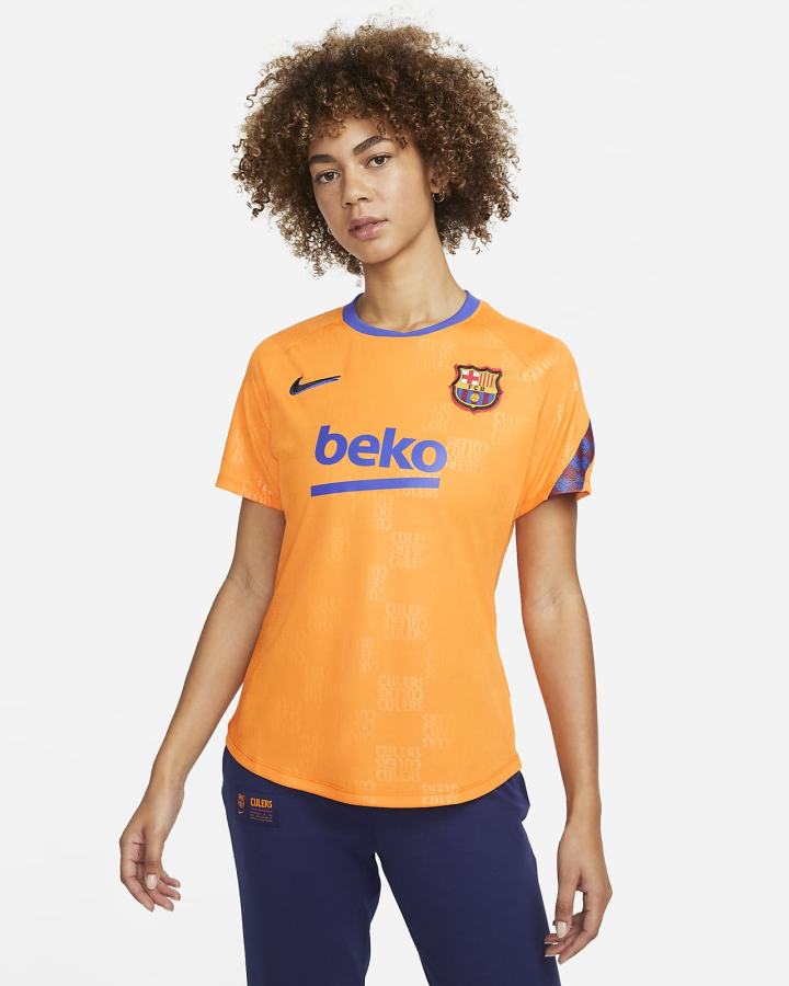 Camiseta Nike FC Barcelona Dri-FIT Pre-Match Soccer Top Mujer Naranjas Azul Real Negras | HEAZV-3589