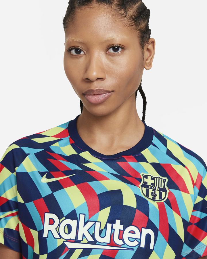 Camiseta Nike FC Barcelona Pre-Match Short-Sleeve Soccer Top Mujer Azules Rojas Claro | HXPNT-7296