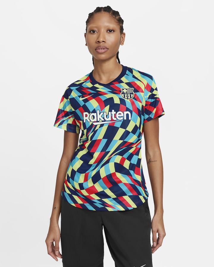 Camiseta Nike FC Barcelona Pre-Match Short-Sleeve Soccer Top Mujer Azules Rojas Claro | HXPNT-7296