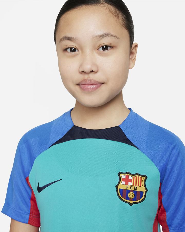 Camiseta Nike FC Barcelona Strike Kids Dri-FIT Short-Sleeve Soccer Top Niña Turquesa Claro Azules Obsidian | MFYJU-6392