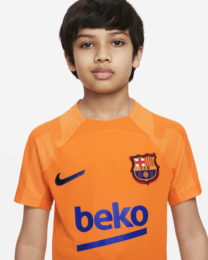 Camiseta Nike FC Barcelona Strike Kids Dri-FIT Short-Sleeve Soccer Top Niña Naranjas Rojas Negras | YPRQT-4872