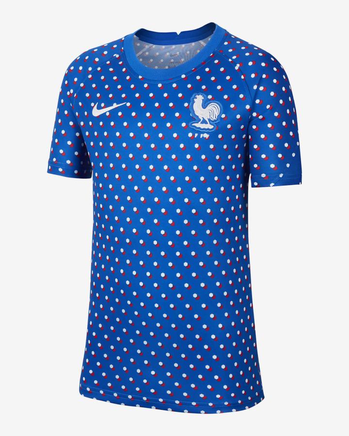 Camiseta Nike FFF Kids Dri-FIT Pre-Match Soccer Top Niño Azules Oscuro Blancas | KWLMO-2619