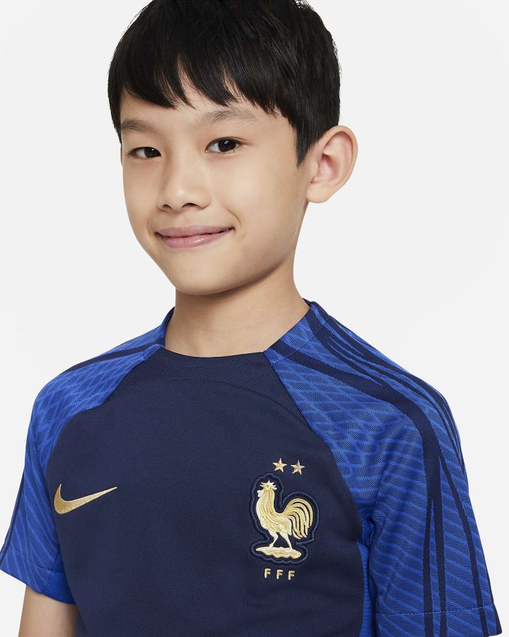 Camiseta Nike FFF Strike Kids Dri-FIT Short-Sleeve Soccer Top Niña Azul Marino Azul Real Metal Doradas | WOBLV-0615