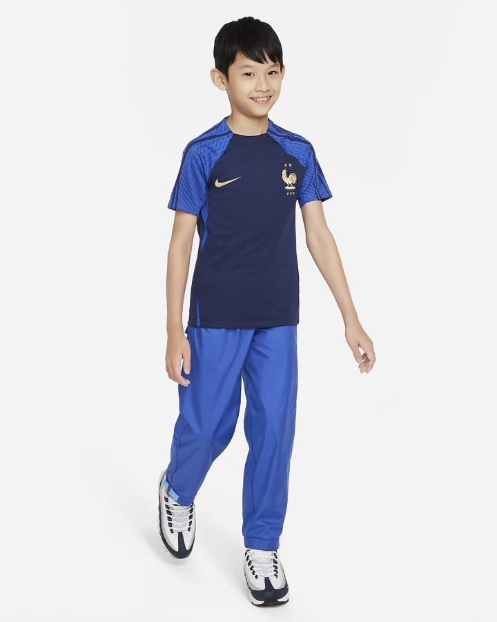 Camiseta Nike FFF Strike Kids Dri-FIT Short-Sleeve Soccer Top Niña Azul Marino Azul Real Metal Doradas | WOBLV-0615