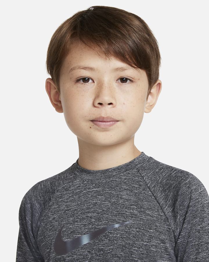 Camiseta Nike Heather Kids Half Sleeve Hydroguard Niño Negras | OLNGB-4031