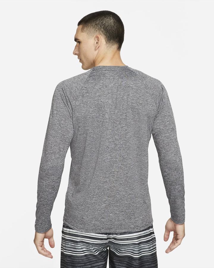 Camiseta Nike Heathered Long-Sleeve Hydroguard Swim Shirt Hombre Negras | IWDXA-4859