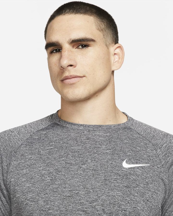 Camiseta Nike Heathered Long-Sleeve Hydroguard Swim Shirt Hombre Negras | IWDXA-4859