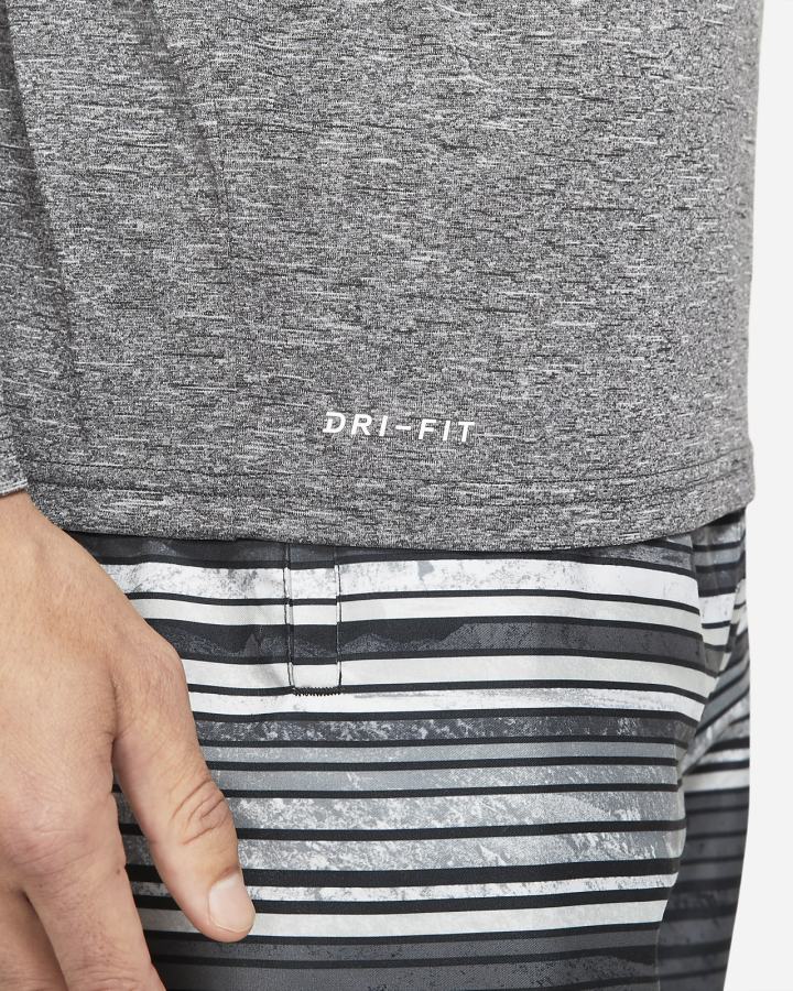 Camiseta Nike Heathered Long-Sleeve Hydroguard Swim Shirt Hombre Negras | IWDXA-4859