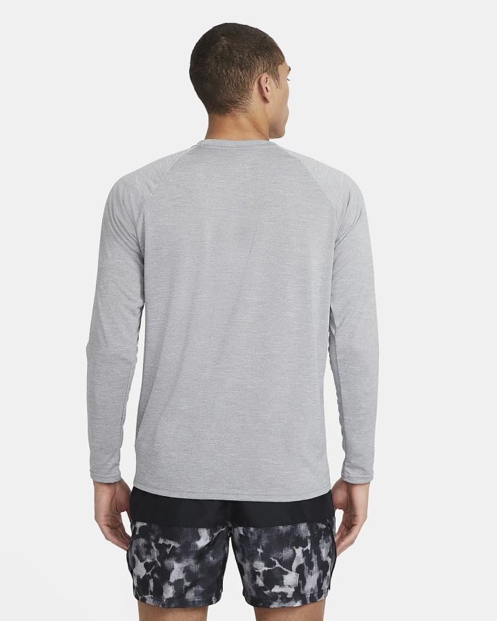 Camiseta Nike Heathered Long-Sleeve Hydroguard Swim Shirt Hombre Gris | JYPTB-8154