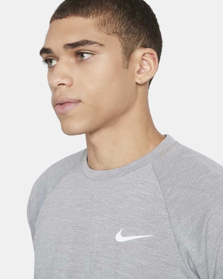 Camiseta Nike Heathered Long-Sleeve Hydroguard Swim Shirt Hombre Gris | JYPTB-8154