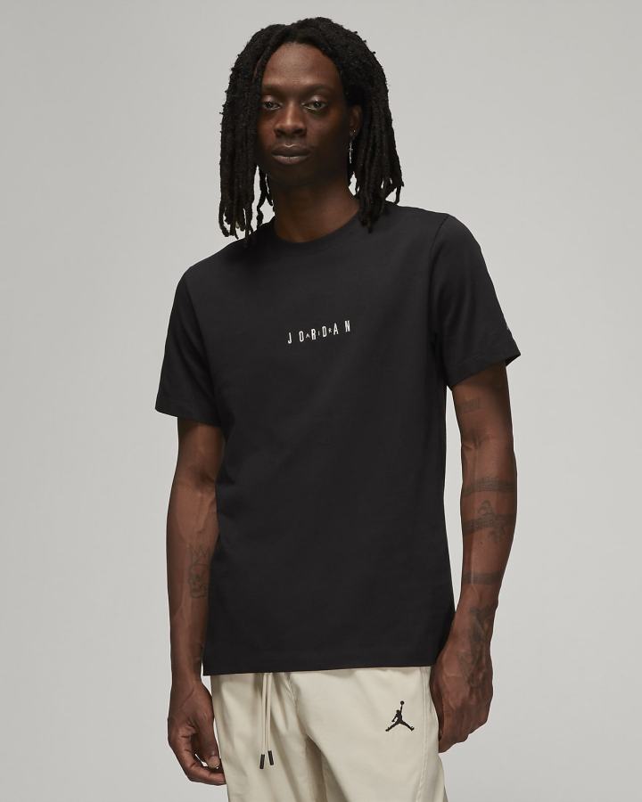 Camiseta Nike Jordan Air Hombre Blancas Negras | TFELY-5132
