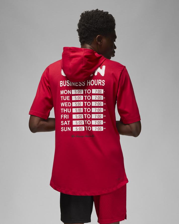 Camiseta Nike Jordan Dri-FIT Sport BC Hooded Crew Hombre Rojas Blancas | OJGNF-6871