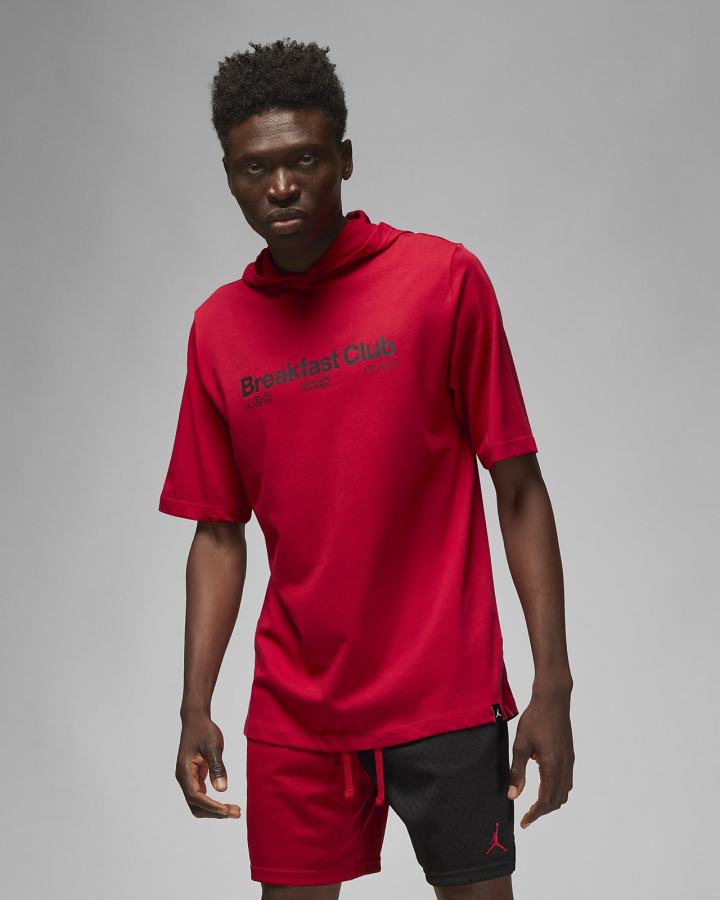 Camiseta Nike Jordan Dri-FIT Sport BC Hooded Crew Hombre Rojas Blancas | OJGNF-6871