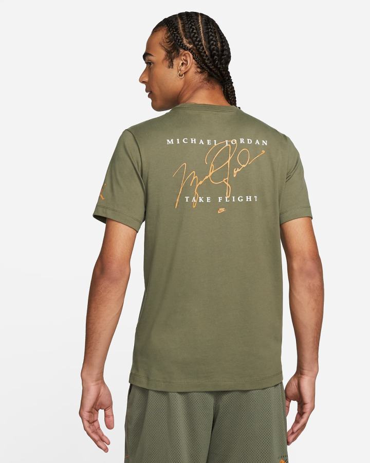 Camiseta Nike Jordan Flight Essentials Estampadas Hombre Verde Oliva Amarillo Oscuro | AHTNX-4583