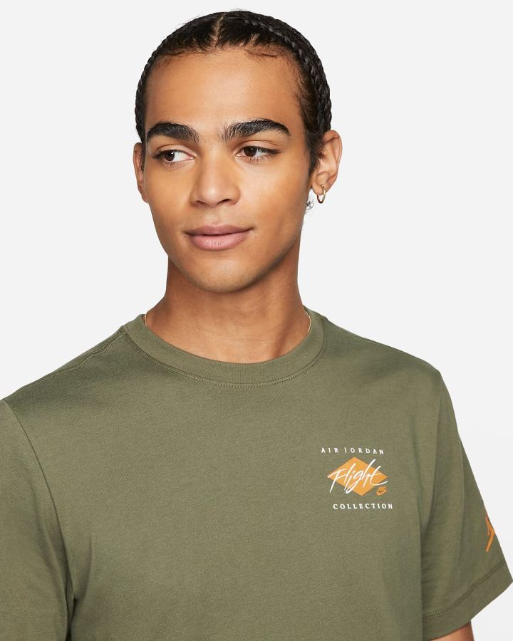 Camiseta Nike Jordan Flight Essentials Estampadas Hombre Verde Oliva Amarillo Oscuro | AHTNX-4583