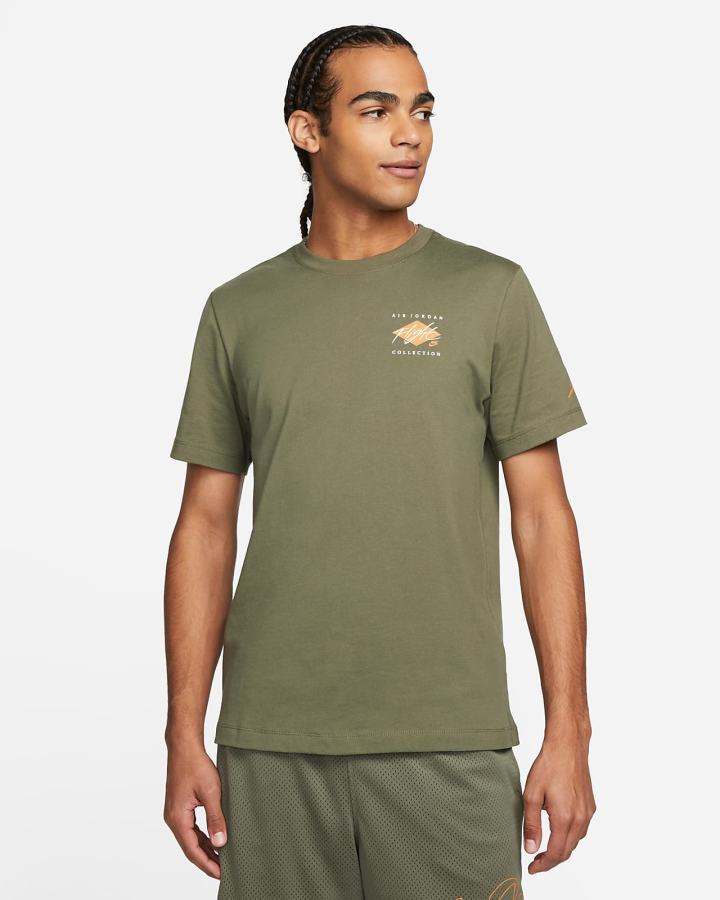 Camiseta Nike Jordan Flight Essentials Estampadas Hombre Verde Oliva Amarillo Oscuro | AHTNX-4583