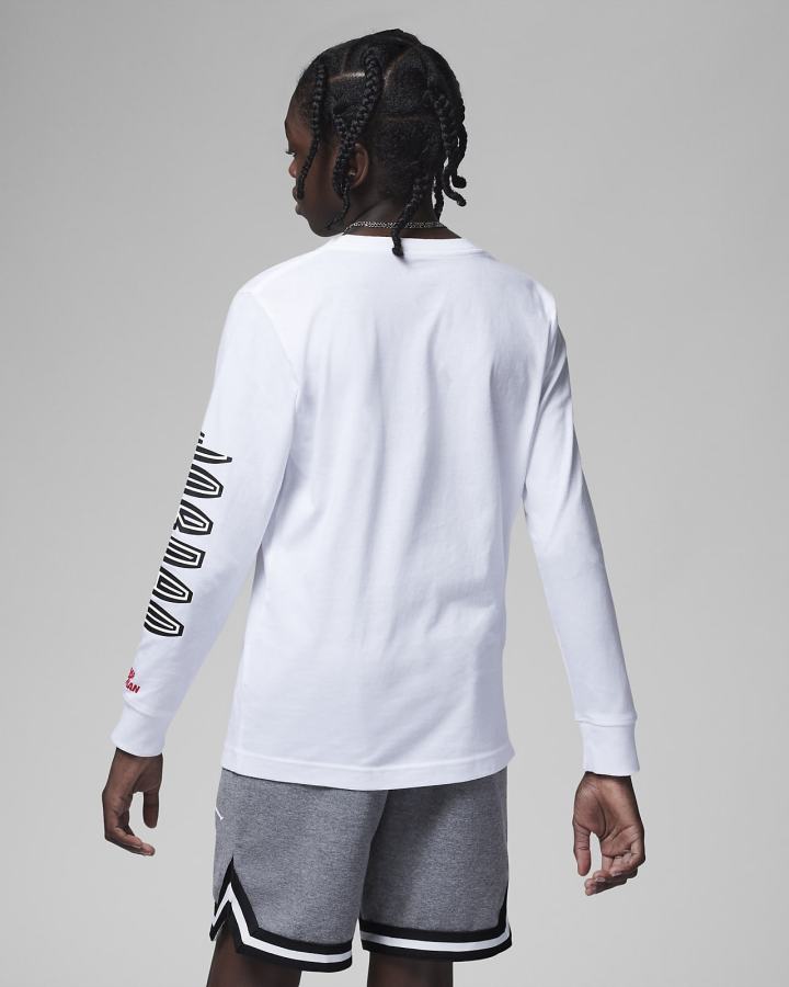 Camiseta Nike Jordan Kids MVP Air Long Sleeve Niño Blancas | QHKNY-2695