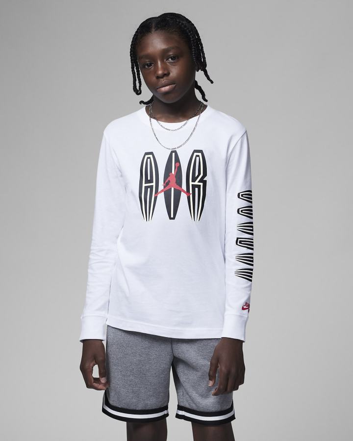 Camiseta Nike Jordan Kids MVP Air Long Sleeve Niño Blancas | QHKNY-2695
