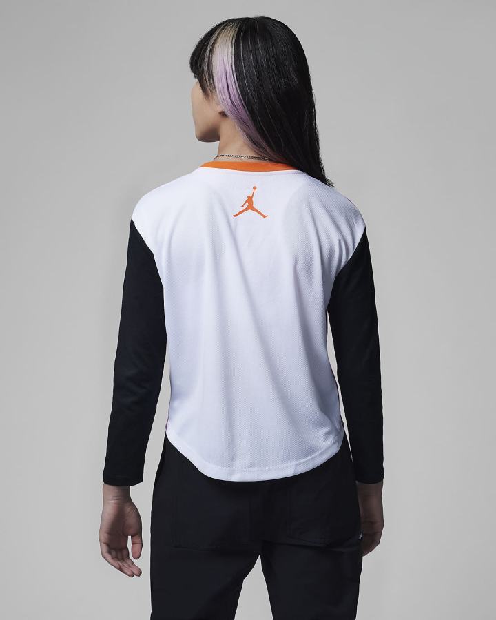 Camiseta Nike Jordan Kids New Heritage Long Sleeve Niña Rosas Blancas | YFGPA-5604