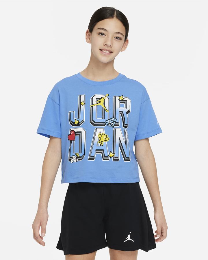Camiseta Nike Jordan Kids Niña Azules | KRCZJ-0681