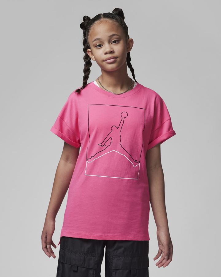 Camiseta Nike Jordan Light Flight Kids Niña Rosas | ASELX-6587