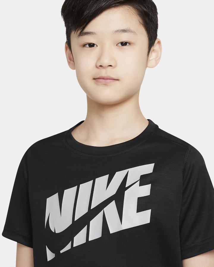 Camiseta Nike Kids Short-Sleeve Training Top Niño Negras Gris Claro | HQDRL-9068
