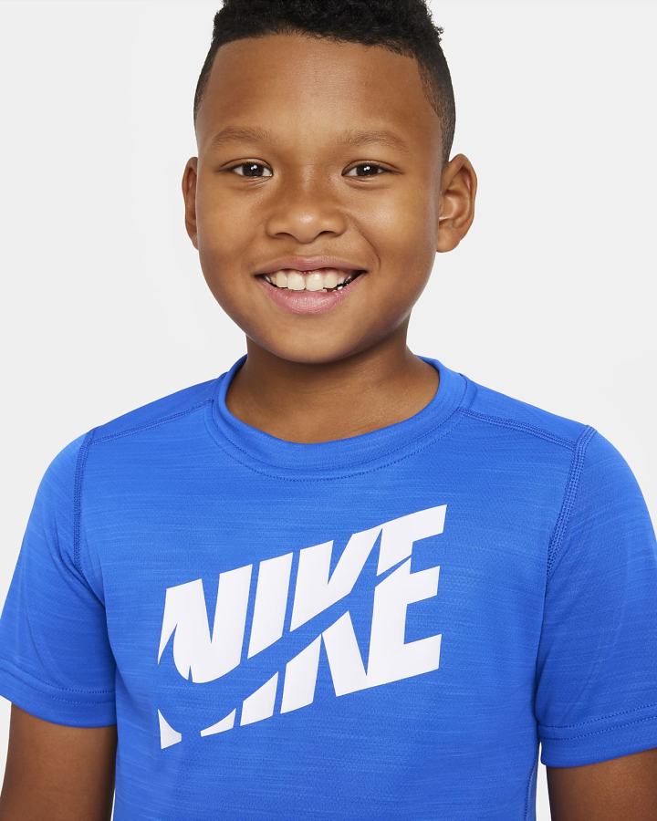 Camiseta Nike Kids Short-Sleeve Training Top Niño Azul Real Blancas | YTXFB-5971