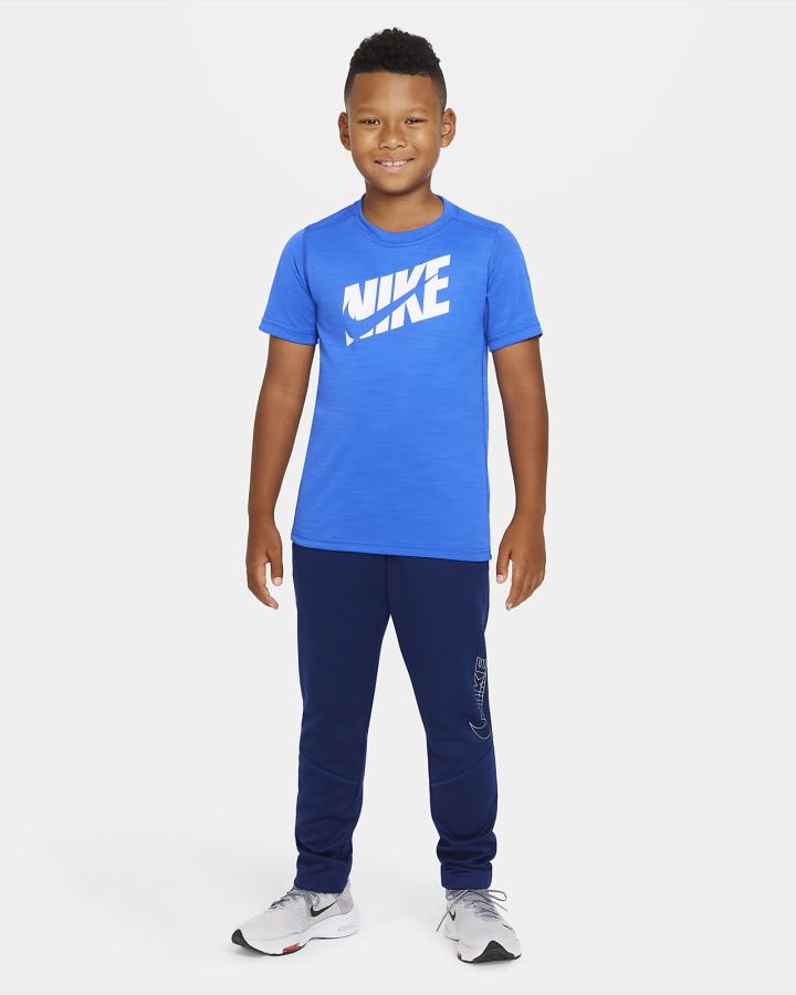 Camiseta Nike Kids Short-Sleeve Training Top Niño Azul Real Blancas | YTXFB-5971