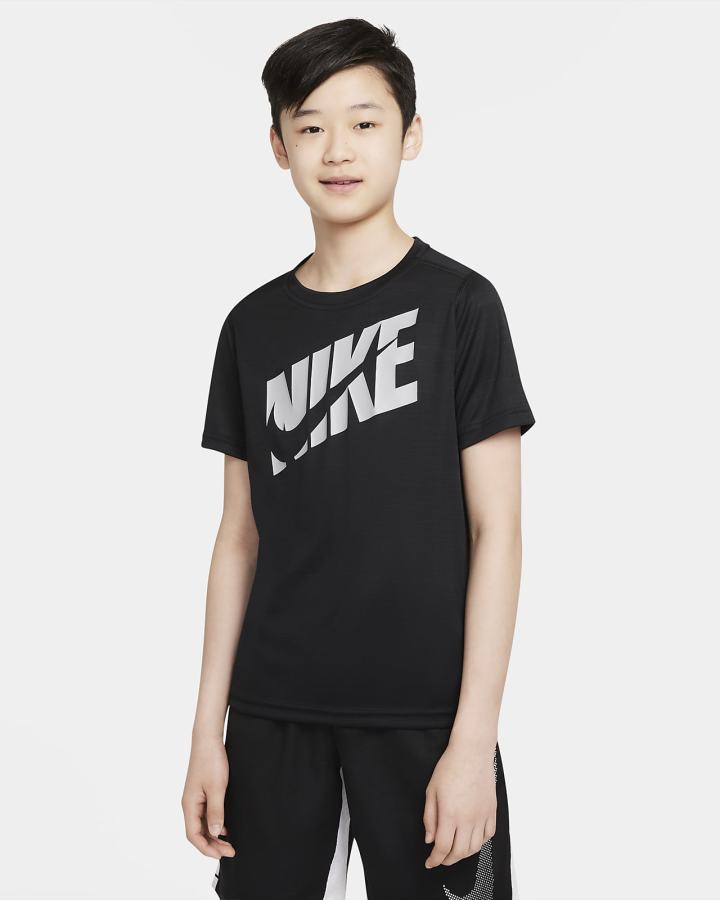 Camiseta Nike Kids Short-Sleeve Training Top Niño Azul Real Blancas | YTXFB-5971