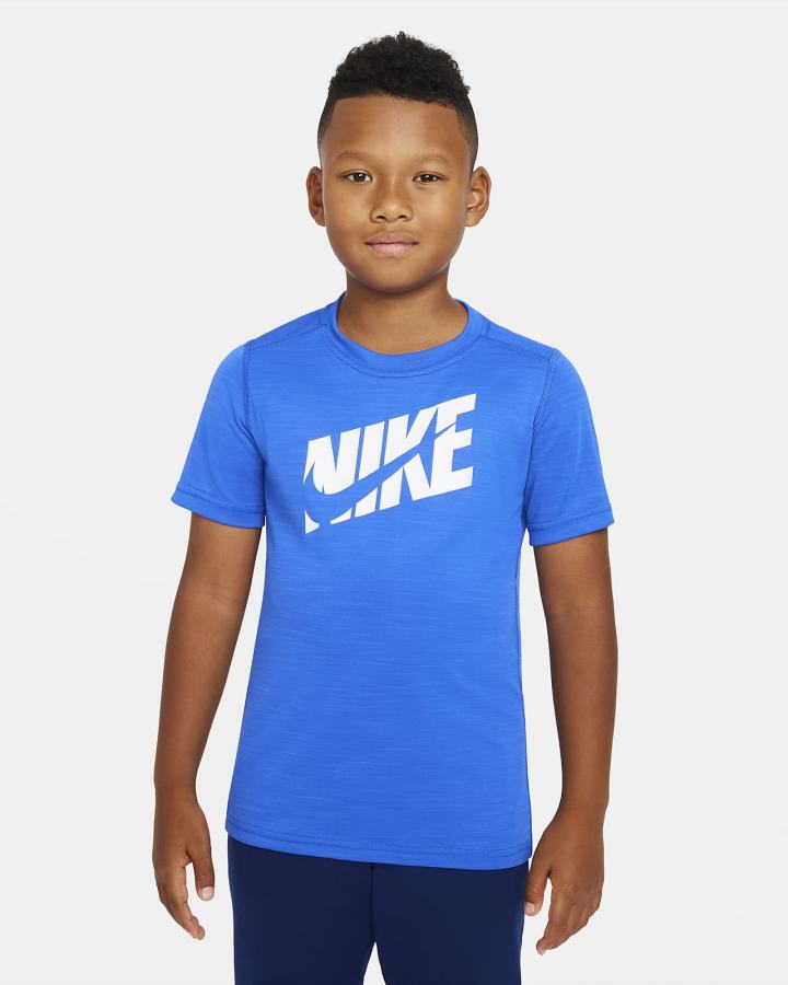 Camiseta Nike Kids Short-Sleeve Training Top Niño Azul Real Blancas | YTXFB-5971