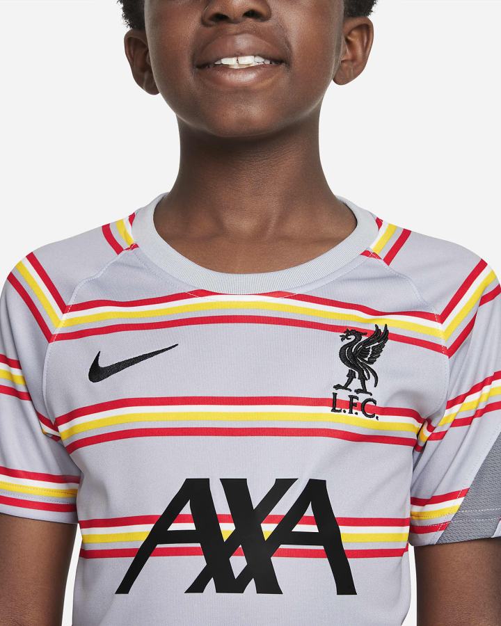 Camiseta Nike Liverpool FC Kids Dri-FIT Pre-Match Soccer Top Niño Gris Negras | JTRBN-9853