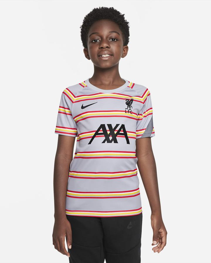 Camiseta Nike Liverpool FC Kids Dri-FIT Pre-Match Soccer Top Niño Gris Negras | JTRBN-9853