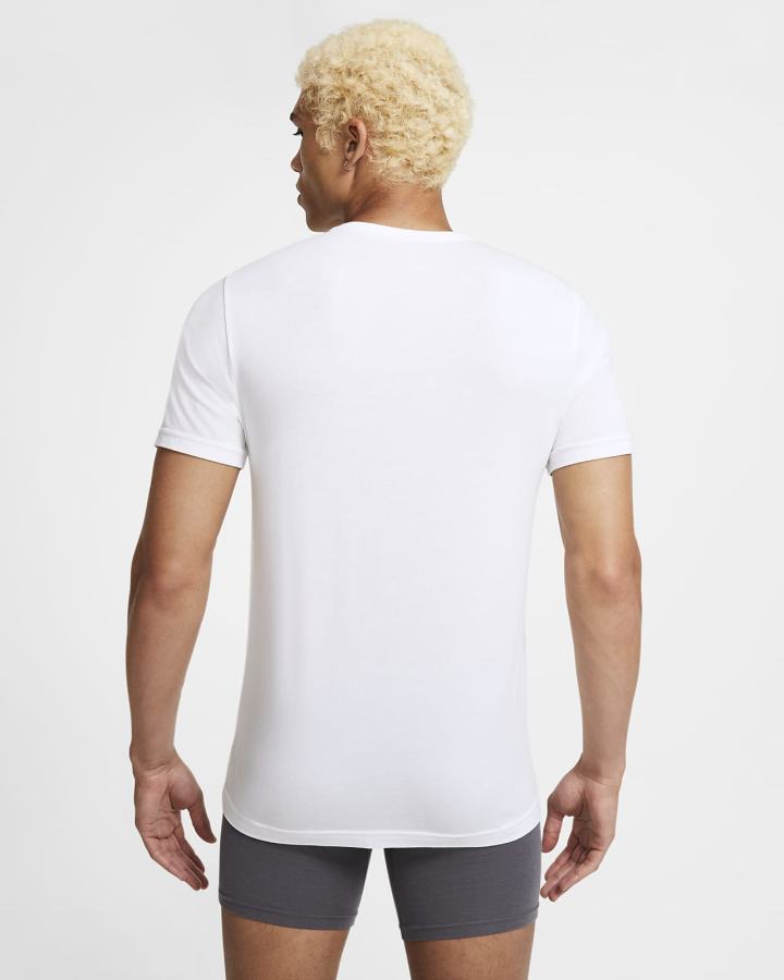 Camiseta Nike Luxe Cotton Modal Slim Fit Crew-Neck Undershirt (2-Pack) Hombre Blancas | WGKHA-1803