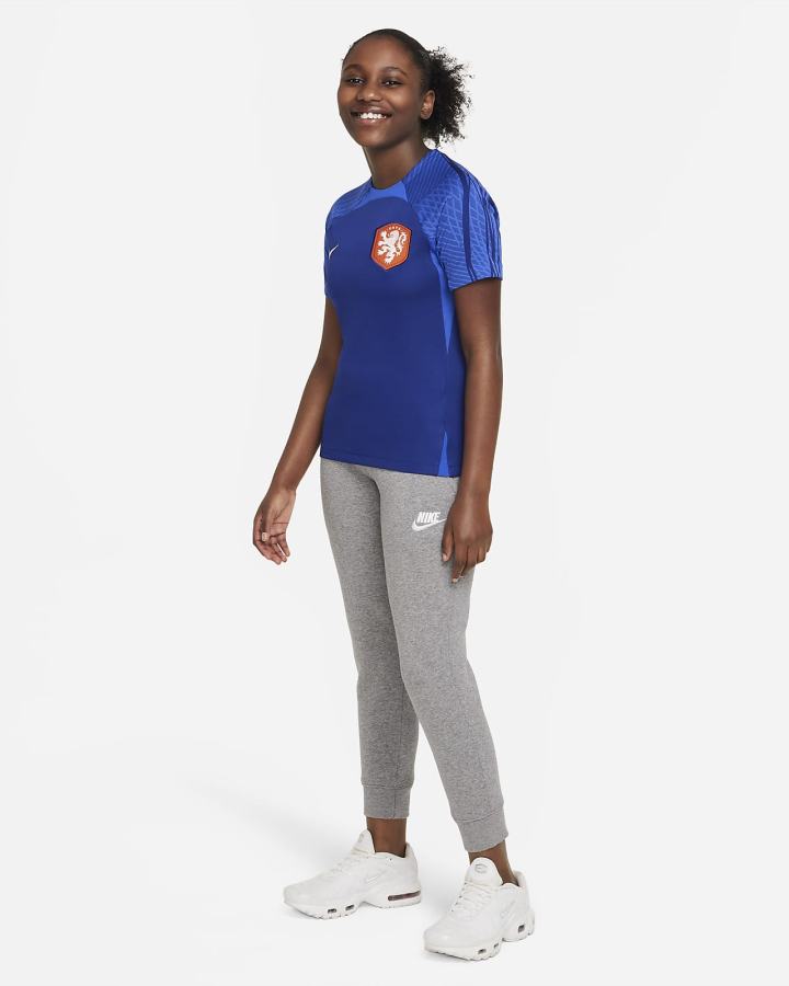 Camiseta Nike Netherlands Strike Kids Dri-FIT Short-Sleeve Soccer Top Niño Azul Real Oscuro Azules Azul Real Blancas | FSLAT-2748