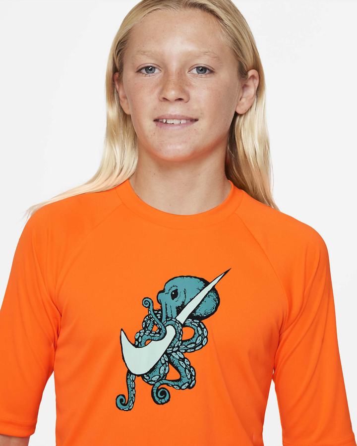 Camiseta Nike Octologo Kids Short-Sleeve Hydroguard Niño Naranjas | NTOYB-4893