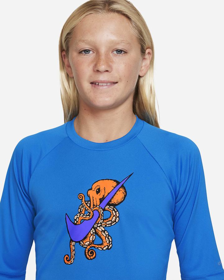 Camiseta Nike Octologo Kids Short-Sleeve Hydroguard Niño Azules | PRFBV-2873