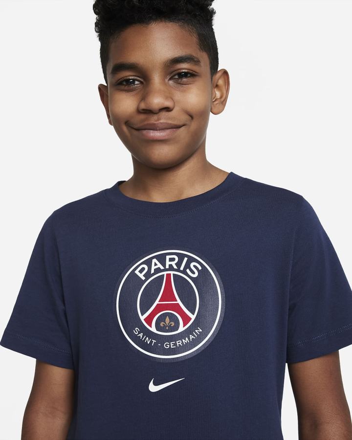 Camiseta Nike Paris Saint-Germain Crest Kids Soccer Niño Azul Marino | NXYRH-4913