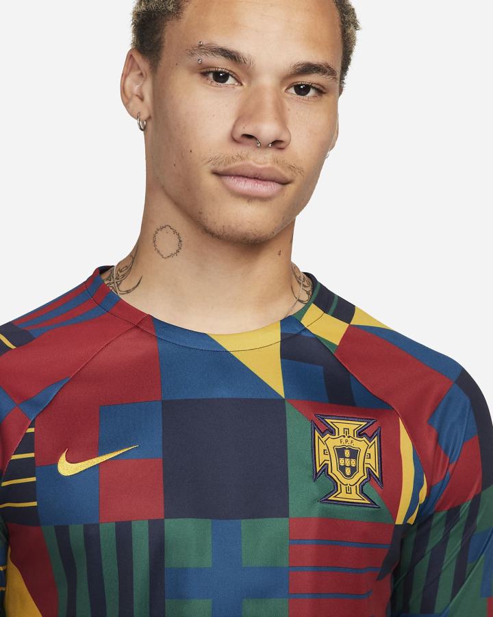 Camiseta Nike Portugal Dri-FIT Pre-Match Soccer Top Hombre Obsidian Doradas | KRHPG-8320
