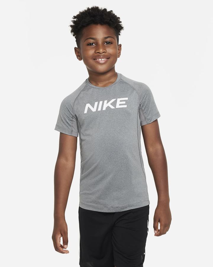 Camiseta Nike Pro Dri-FIT Kids Short-Sleeve Top Niño Gris Oscuro | OCKYM-5876