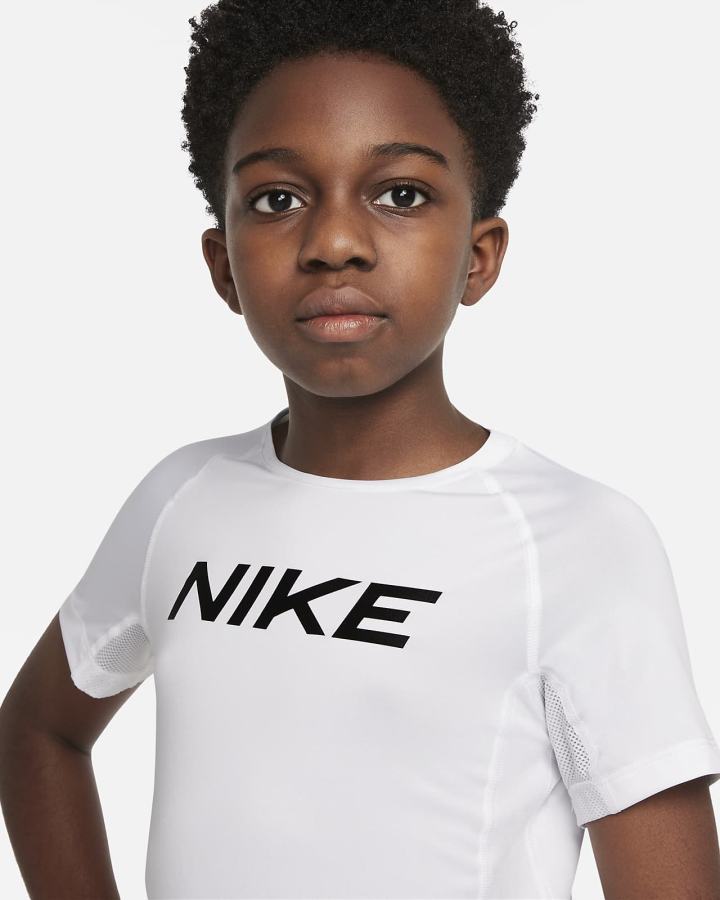 Camiseta Nike Pro Dri-FIT Kids Short-Sleeve Top Niño Blancas | QWNBO-0387