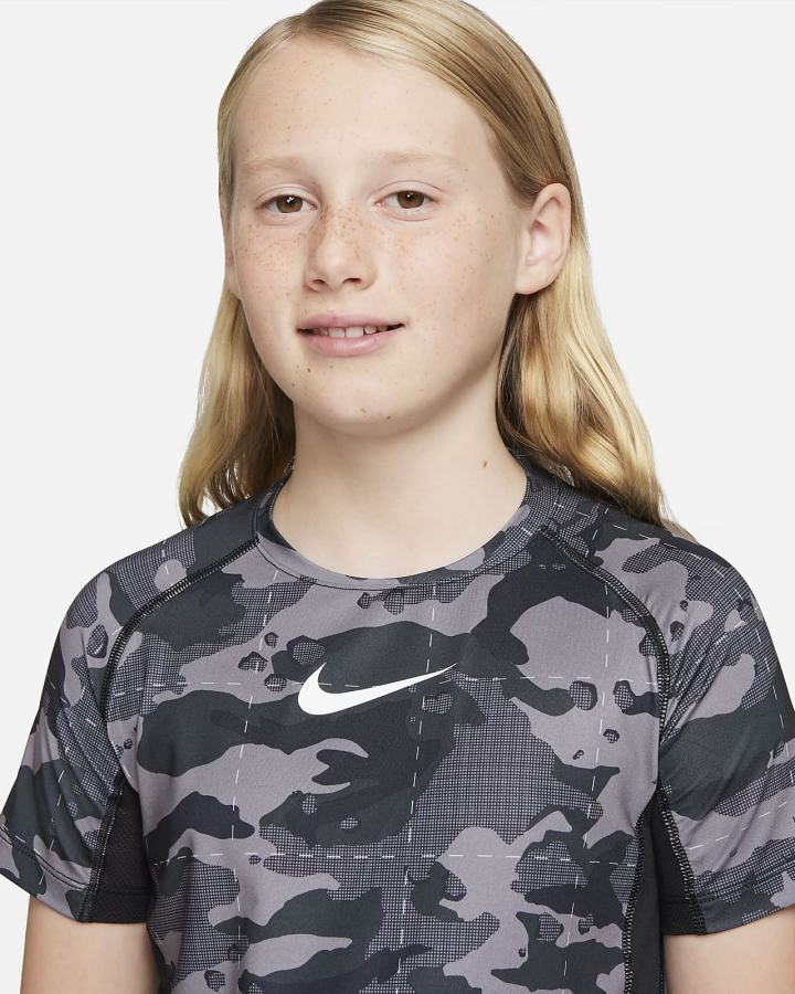 Camiseta Nike Pro Dri-FIT Kids Short-Sleeve Training Top Niño Negras Blancas | ZXNAK-7321