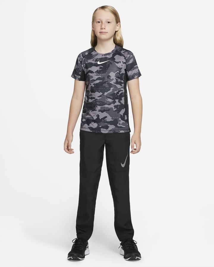 Camiseta Nike Pro Dri-FIT Kids Short-Sleeve Training Top Niño Negras Blancas | ZXNAK-7321