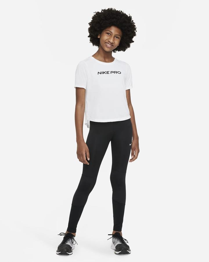 Camiseta Nike Pro Dri-FIT One Kids Top Niña Blancas Negras | INQKB-2875