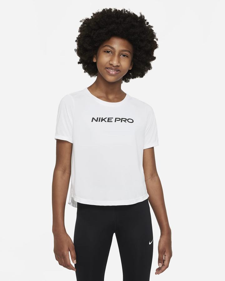 Camiseta Nike Pro Dri-FIT One Kids Top Niña Blancas Negras | INQKB-2875