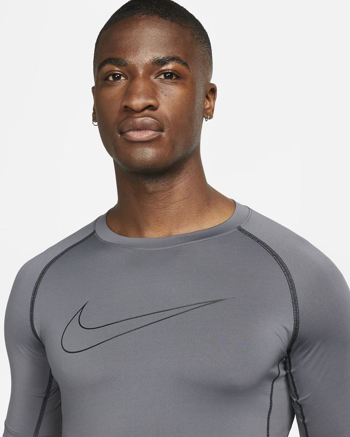 Camiseta Nike Pro Dri-FIT Tight Fit Short-Sleeve Top Hombre Gris Negras | EWCGK-4695