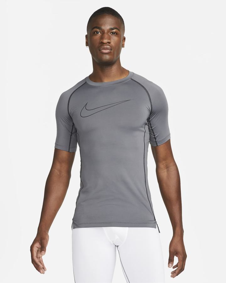 Camiseta Nike Pro Dri-FIT Tight Fit Short-Sleeve Top Hombre Gris Negras | EWCGK-4695